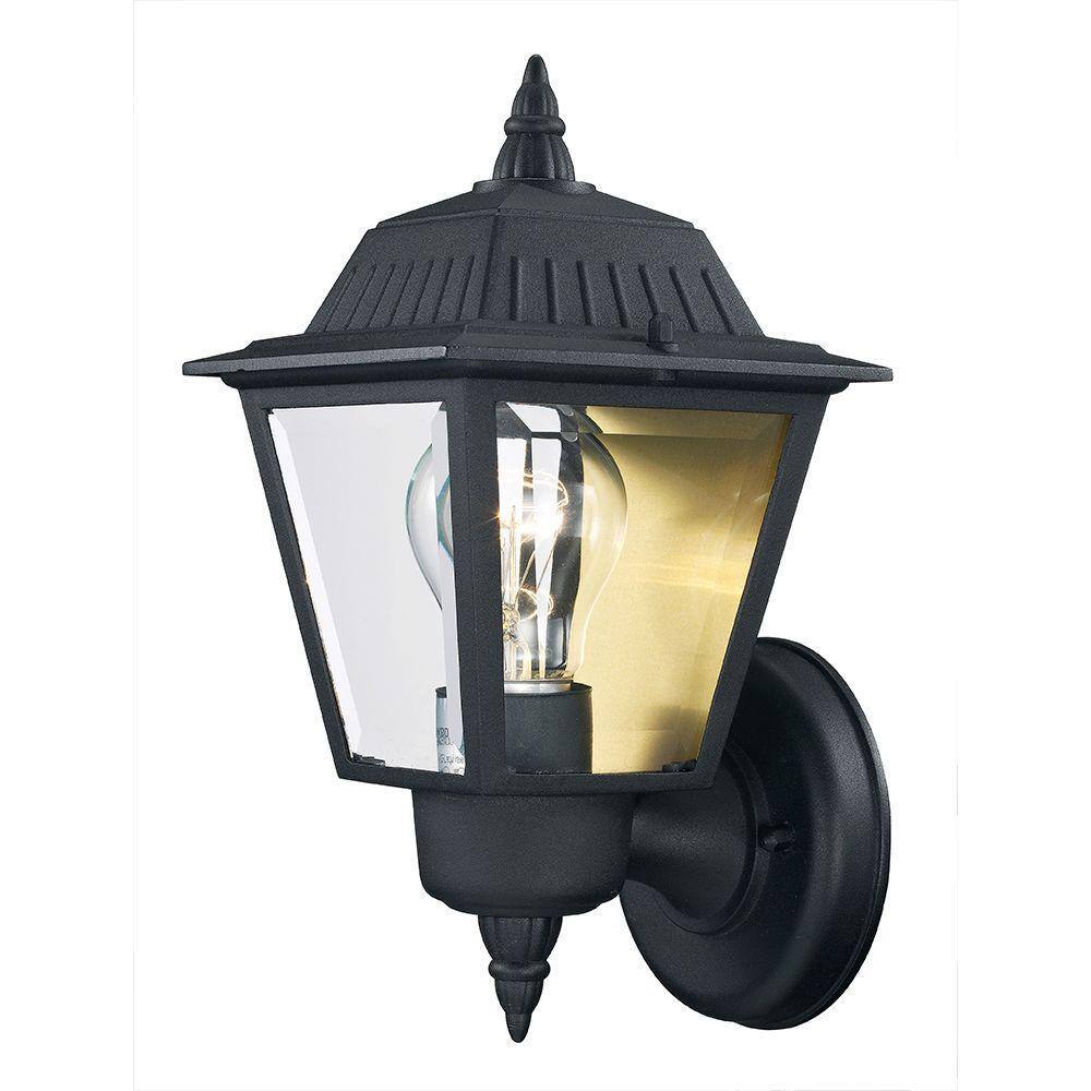 PRIVATE BRAND UNBRANDED 1-Light Black Outdoor Wall Light Fixture with Clear Glass KB 5004