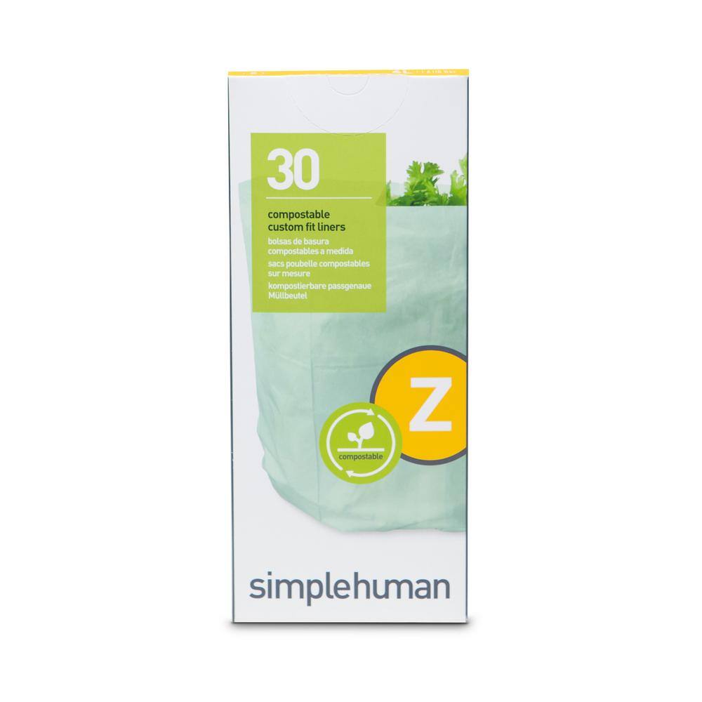 simplehuman 4 L1.2 Gal. Green Code Z Custom Fit Compostable Trash Bags (30-Count) CW0525