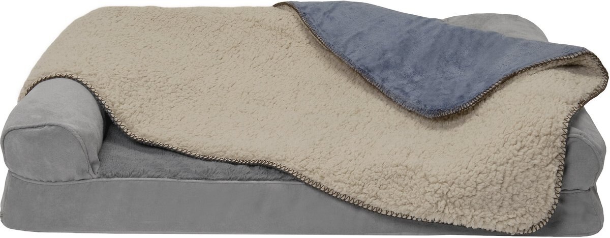 FurHaven Snuggly Warm Faux Lambswool and Terry Dog and Cat Throw Blanket