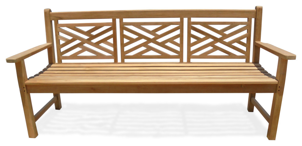 Grade A Teak 72 quotChippendale 4 Seater Bench   Transitional   Outdoor Benches   by Windsor Teak Furniture  Houzz