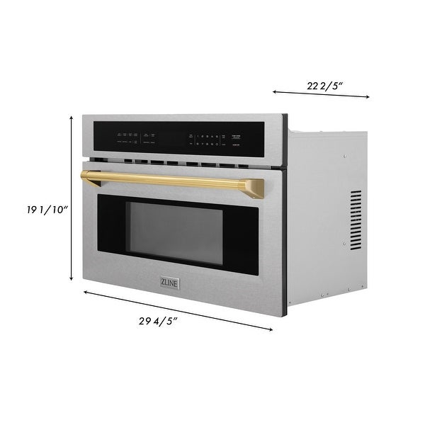 ZLINE 30” 1.6 cu ft. Built-in Convection Microwave Oven in Fingerprint Resistant Stainless Steel and Gold Accents