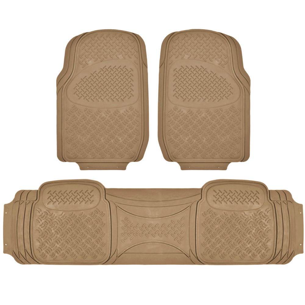 BDK Diamond All-Weather Rubber Floor Mats for Car， SUV， Van and Truck， Trimmable， Heavy Duty