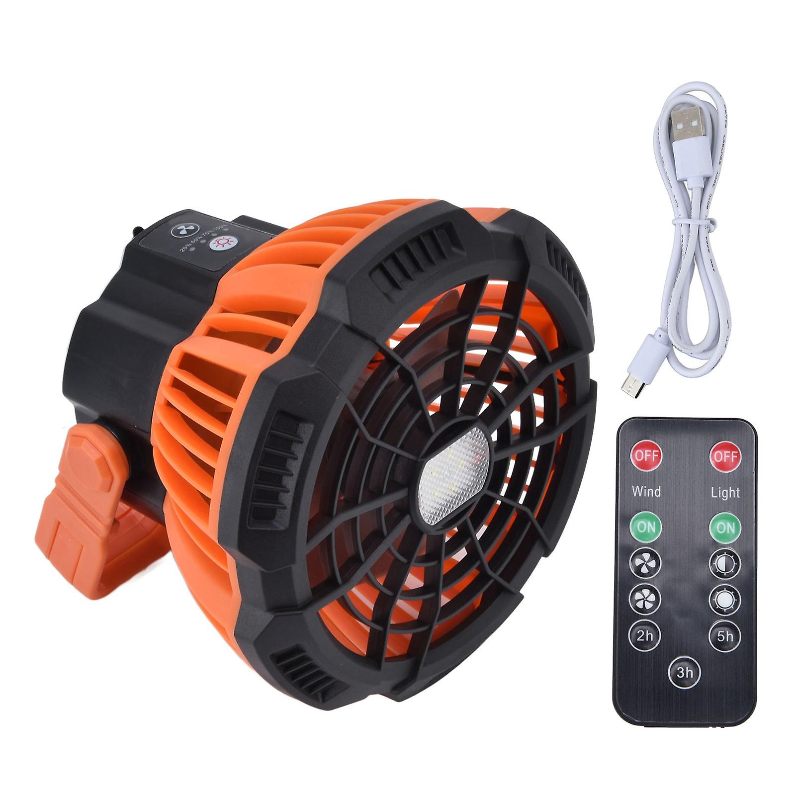 Camping Fan with Light Silent USB Charging 180° Rotation Portable Hook Design 5 LED Fan for Tent Outdoor