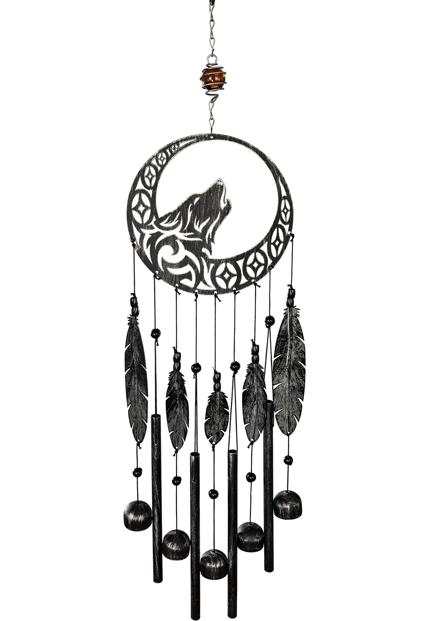 Dawhud Direct | Vp Home Tribal Wolf Dreamcatcher Outdoor Garden Decor Wind Chime