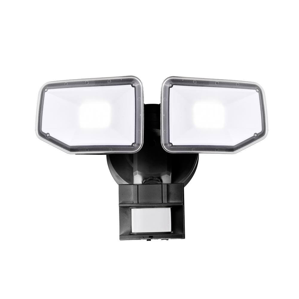 AWSENS 40-Watt 180-Degree Black Motion Activated Outdoor Integrated LED Security Flood Light with PIR Dusk to Dawn Sensor AW5472-BK