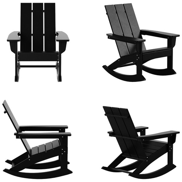 Polytrends Shoreside Modern EcoFriendly All Weather Poly Adirondack Rocking Chairs (Set of 4)