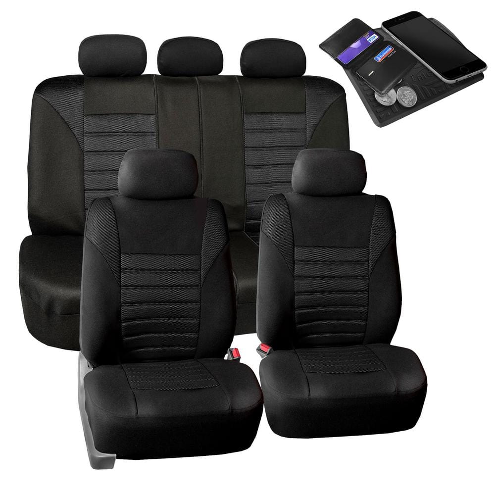 FH Group Premium 3D Air Mesh 47 in. x 23 in. x 1 in. Air Bag Compatible Full Set Car Seat Covers DMFB068BLACK115