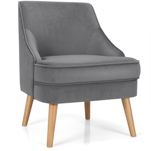 Costway 07589624 Mid Century Velvet Accent Chair w...