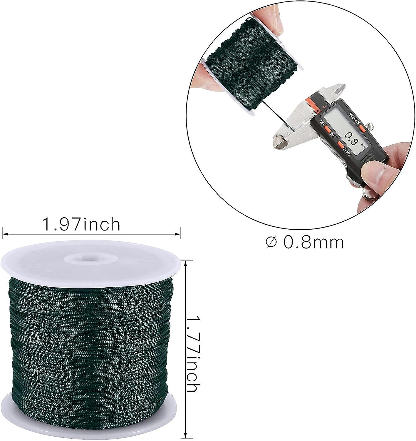 0.8mm Nylon Cord， Thread Chinese Knot Macrame Rattail Bracelet Braided String (dark Green)