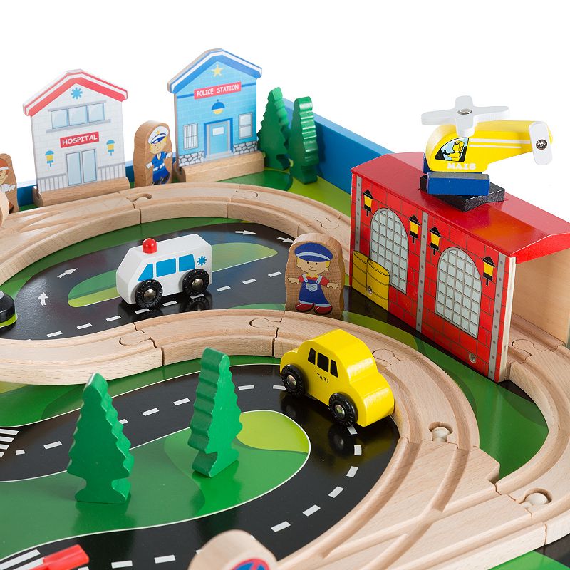 Deluxe Hand Painted Wooden Table Train Set by Hey! Play!