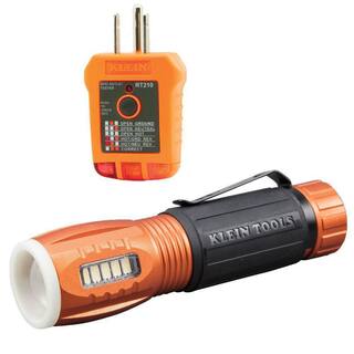 Klein Tools LED Flashlight with Worklight and GFCI Receptacle Tester Tool Set M2O41410KIT