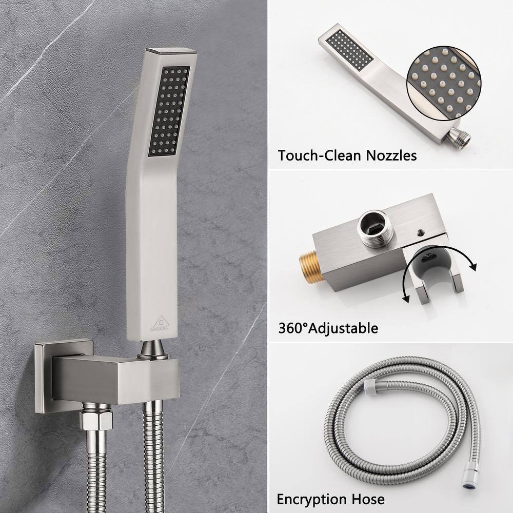 CASAINC 2-Function 12 in.Wall-Mounted Shower System with Handheld Shower in Brushed Nickel CS3502-12BN