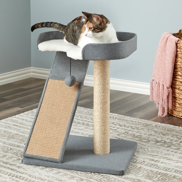 Two By Two The Bonzai Play 'N Perch 22.8-in Felt Cat Perch， Grey