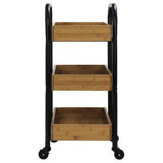 Oceanstar 3-Tier Metal Wheeled Portable Storage Cart with Removable Bamboo Trays 3SC1675