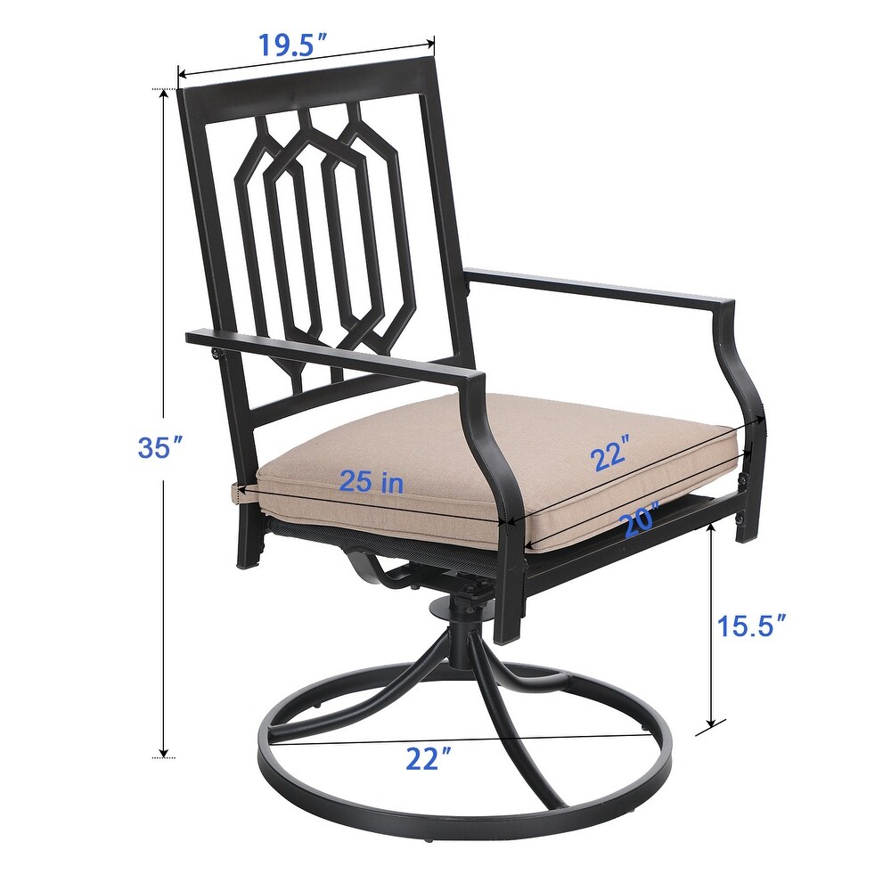 7 piece Patio Dining Set  1 Rectangle Wood like Table with Umbrella Hole and 6 Metal Swivel Chairs