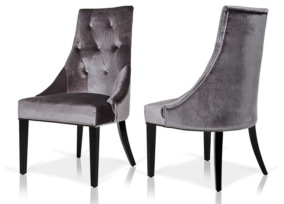 AandX Charlotte Velour Dining Chairs  Set of 2   Transitional   Dining Chairs   by Vig Furniture Inc.  Houzz