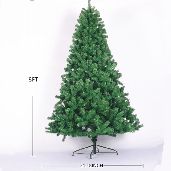 Full Spruce Artificial Christmas Tree，8FT/7.5FT/6FT Unlit PVC Fir with 1680/1400/1000 Tips，Metal Stand，Indoor Decor