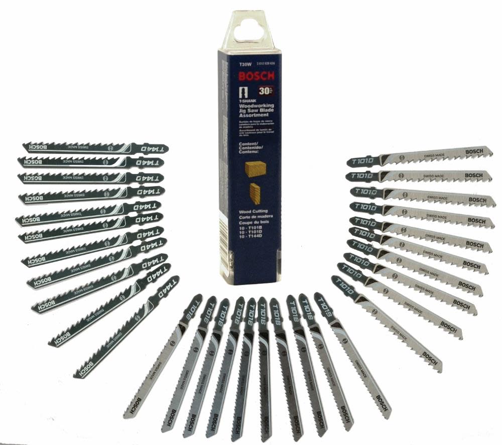 30 pc. T-Shank Jig Saw Blade Set Optimized for Wood ;