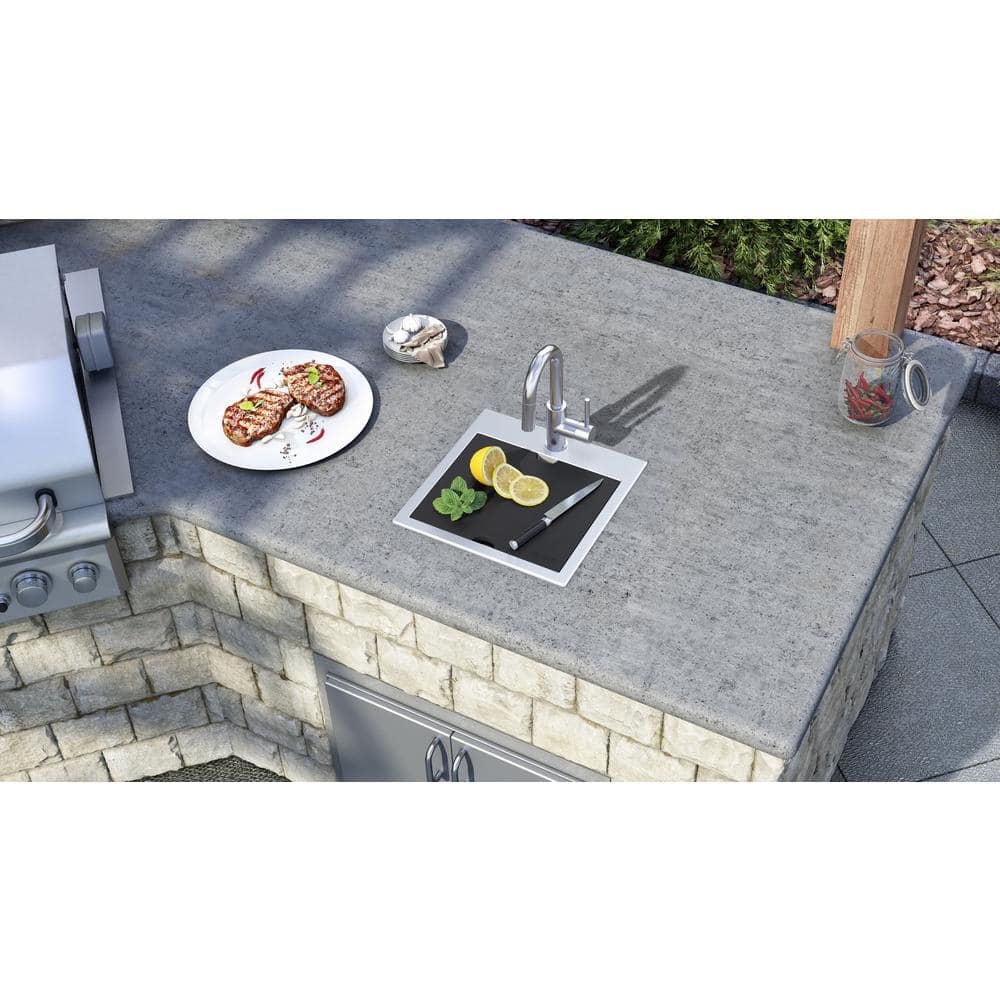 Ruvati 15 in. Single Bowl Workstation Drop-In Marine Grade Stainless Steel Outdoor Sink RVQ5215