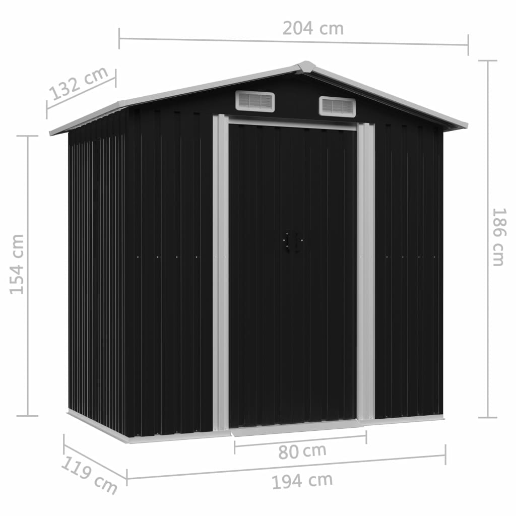 Charmma Garden Storage Shed Anthracite Steel 80.3"x52"x73.2"