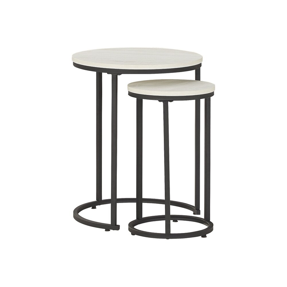 Briarsboro White/Black Nesting Accent Table Set  Set of 2   18.13x18.13x22.88 in  11.75x11.75x20 in