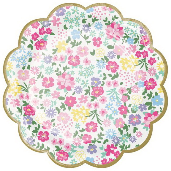 Creative Converting 340230 Floral Tea Party Scallo...