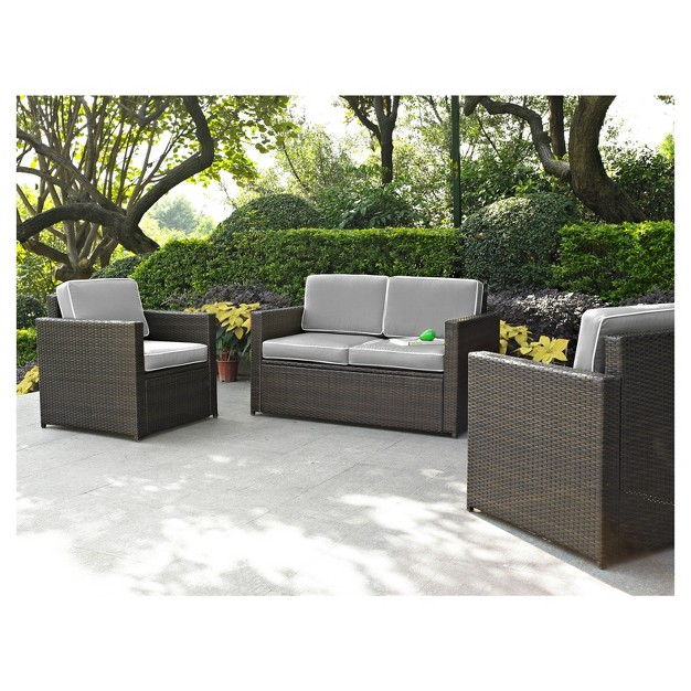 Palm Harbor 3pc All weather Wicker Patio Seating Set Gray Crosley