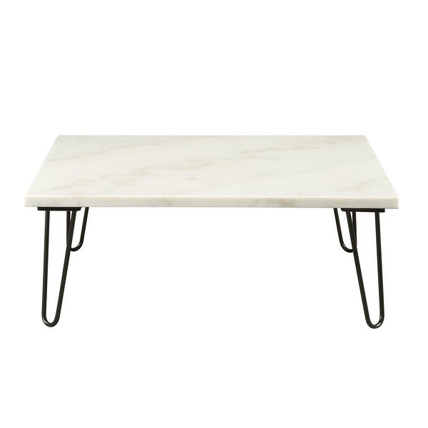 Industrial Coffee Table with White Marble Top， Center Table with Metal 