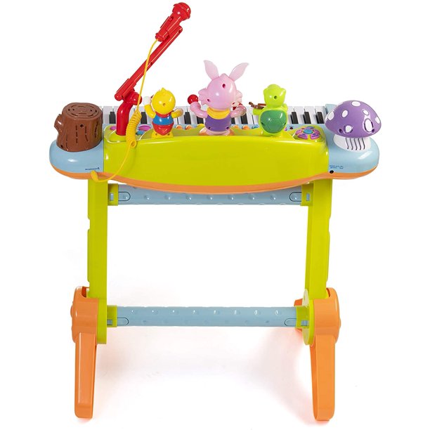 Prextex Kids Toy Piano Set with Real Working Microphone and Record， Playback， Synthesizer and Stool