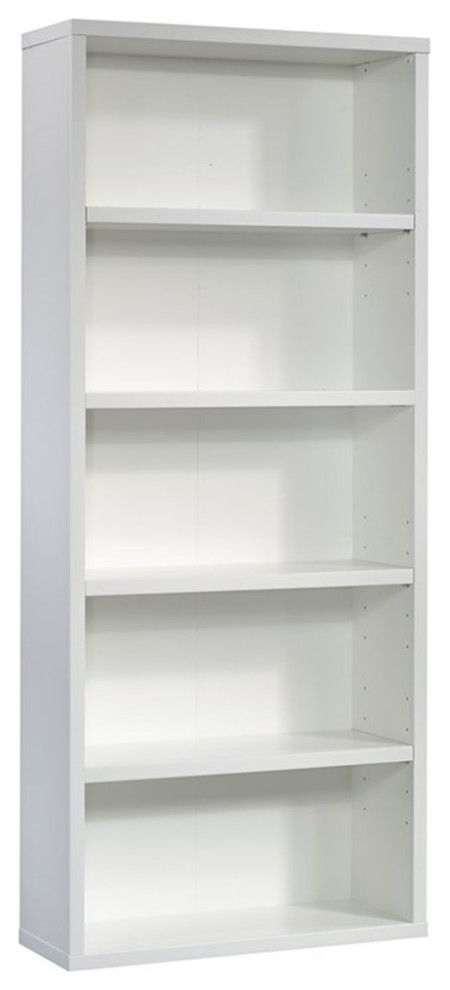 Pemberly Row Engineered Wood 5 Shelf Bookcase in Glacier White   Transitional   Bookcases   by Homesquare  Houzz