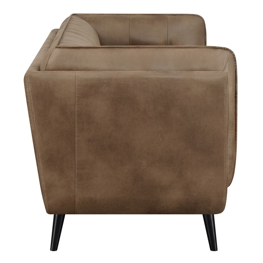 Maximillion Brown Upholstered Tuxedo Arms Sofa