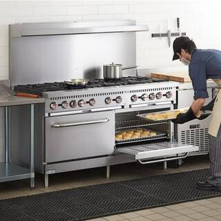 Cooler Depot 60 in. W 10 Burner Freestanding Commercial Double Oven Gas Range in. Stainless Steel DXXCD-R10