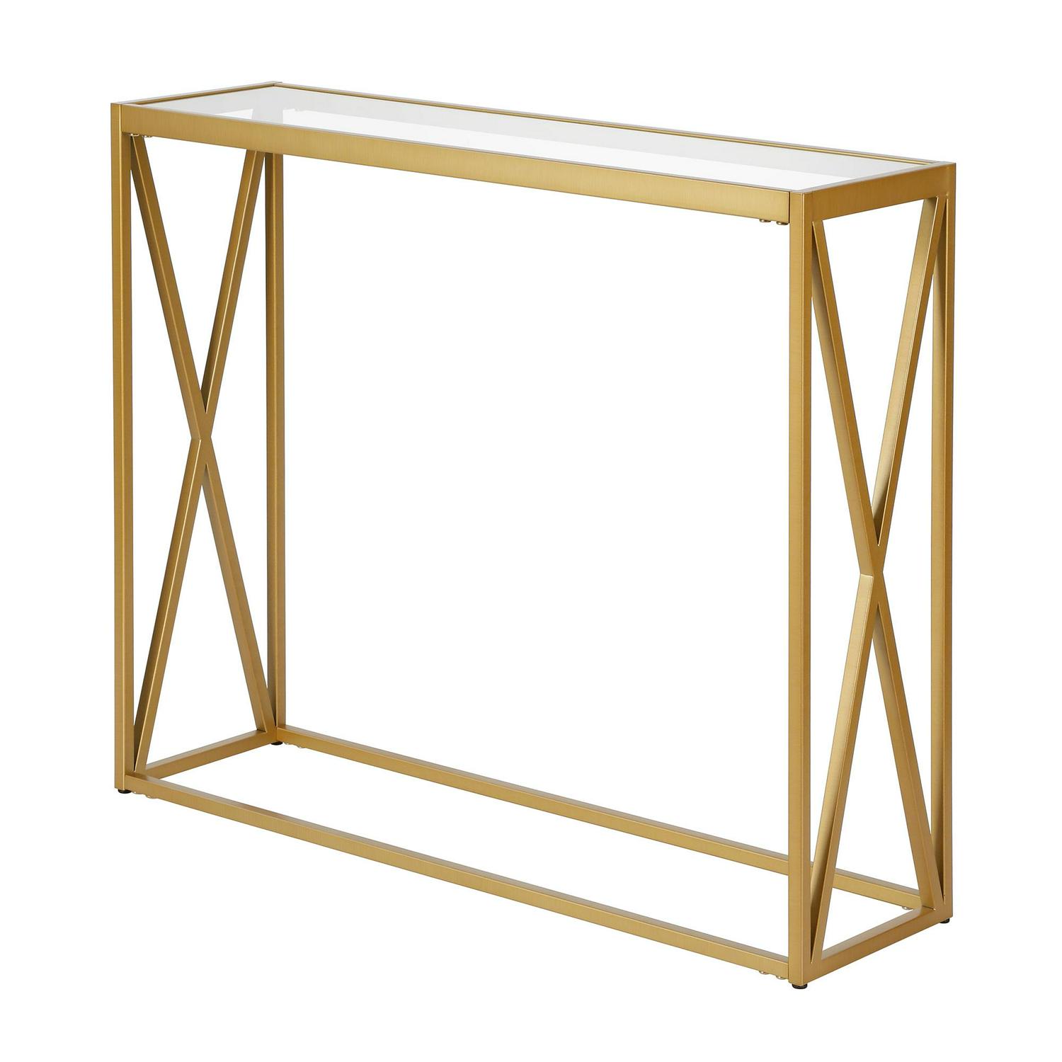 EvelynampZoe Arlo Brass Finish Console Table  Crowdfused