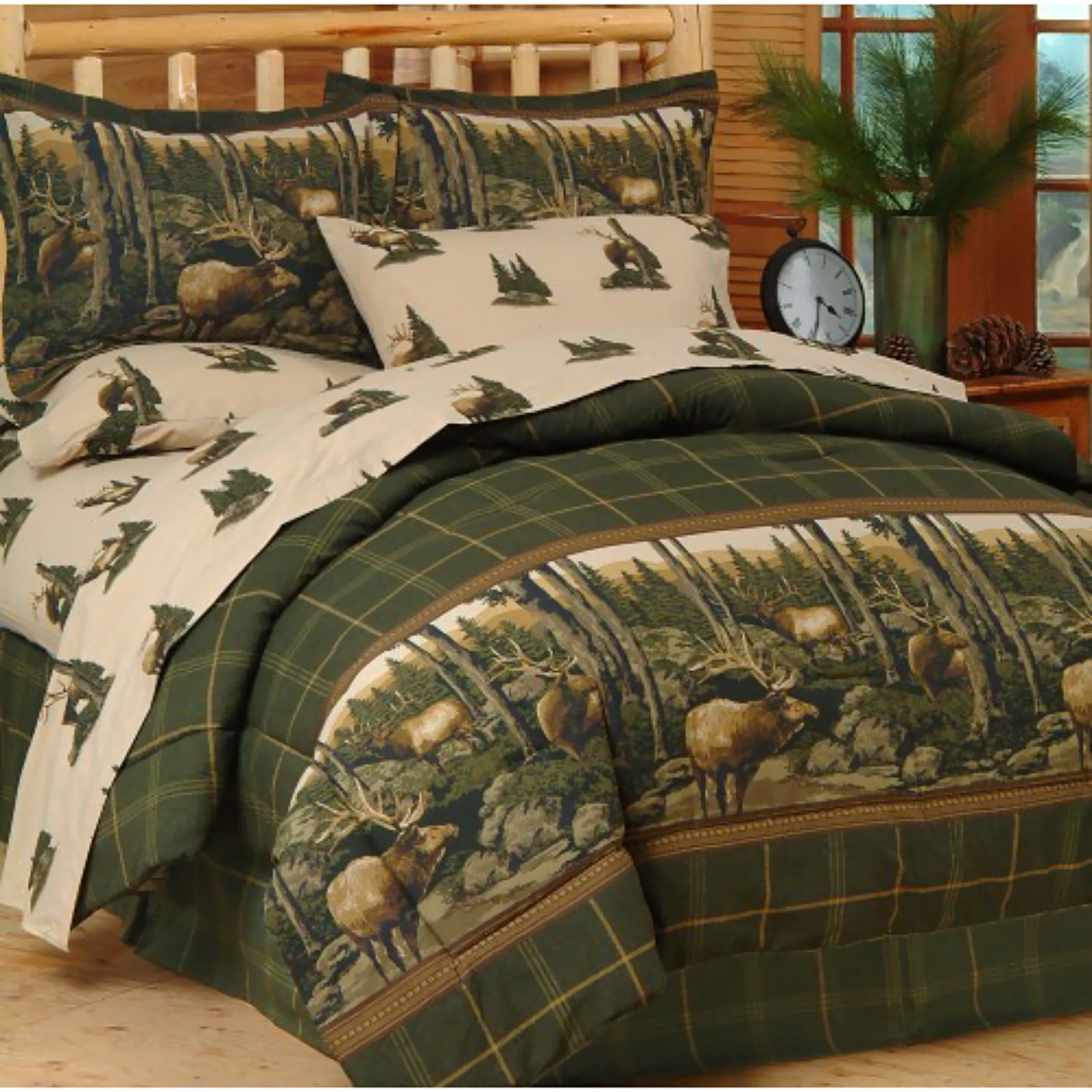 Blue Ridge Trading Rocky Mountain Elk 6 Piece Bed in a Bag Rustic Lodge Cabin Outdoor Themed Bedding Wildlife Bedding Sets Twin Size