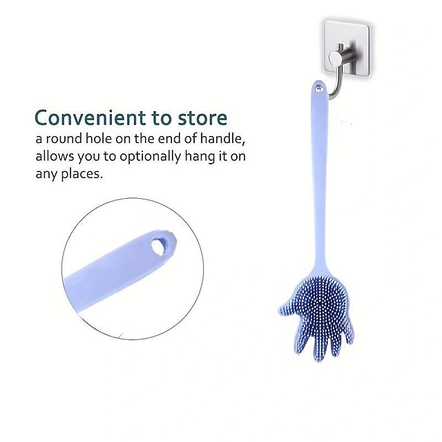 Back Shower Scrubber Long Handle Back Washer For Shower Body Brush Soft Bristled Silicone Shower Scrubber