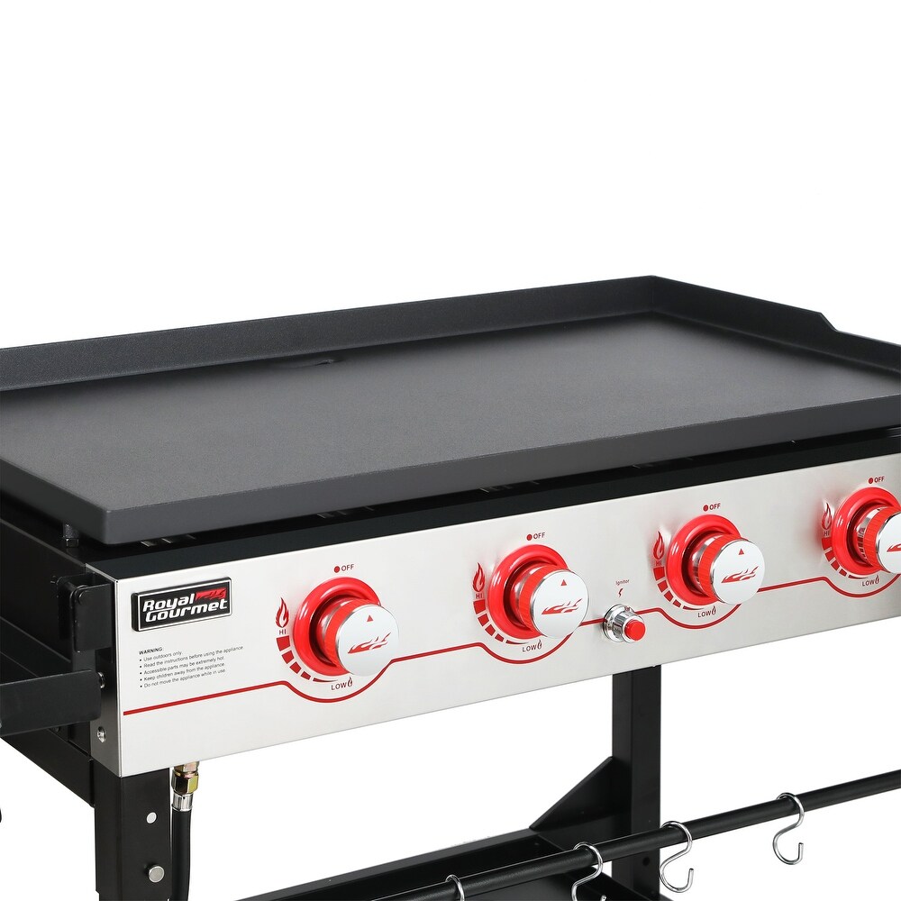 Royal Gourmet GB4000F 36 Inch Flat Top Gas Griddle  4 Burner Propane BBQ Grill Griddle with Top Cover Lid Black