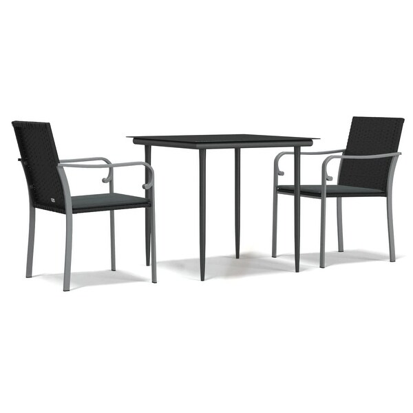 vidaXL Patio Dining Set Table and Chair with Cushions Poly Rattan and Steel