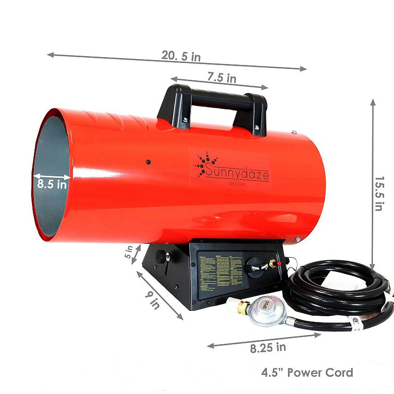 Sunnydaze 85，000 BTU Steel Forced Air Propane Heater with Auto Shut Off