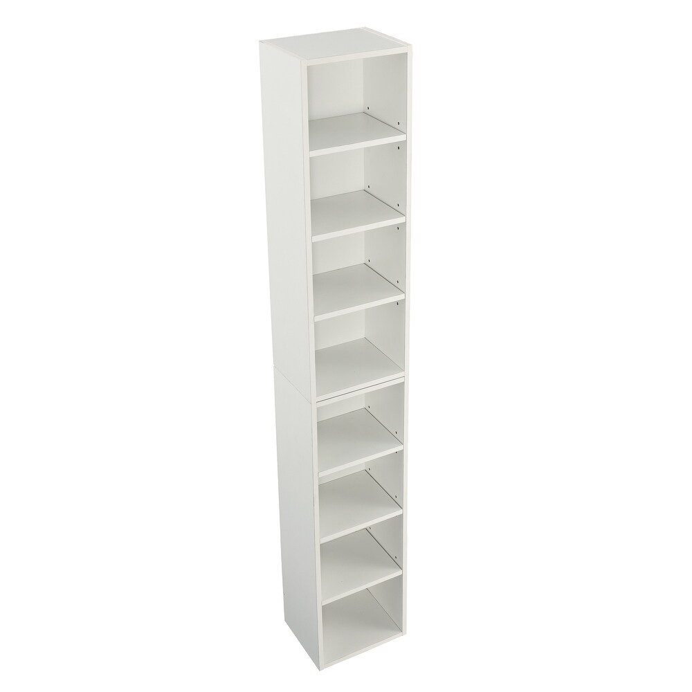 8 Tier Decorative Organizers Media Tower Rack Bookcase Cabinet with Adjustable Shelves Easy to Assemble