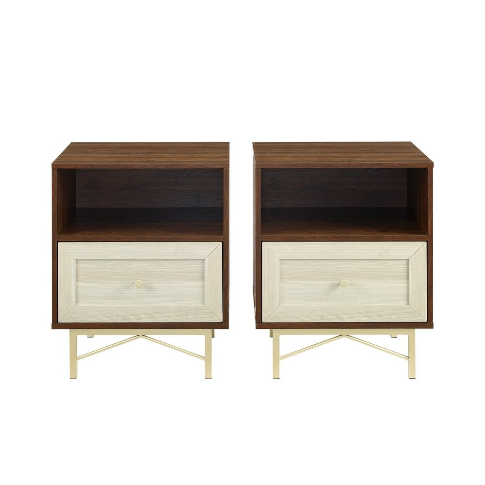 Middlebrook 1 Drawer Gold Base Nightstands  Set of 2