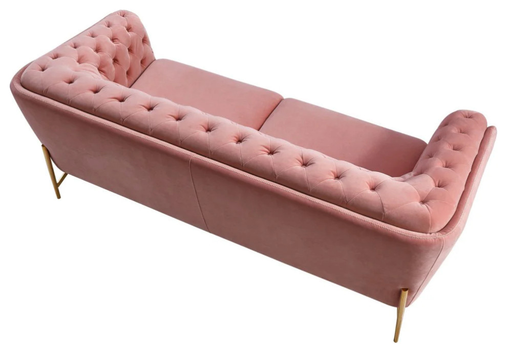 Morta Modern Salmon Velvet Loveseat   Midcentury   Loveseats   by Rustic Home Furniture Deco  Houzz