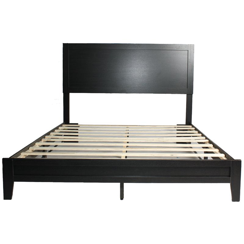 Home Square 2-Piece Set with Queen Platform Bed & Dresser with Lock in Black