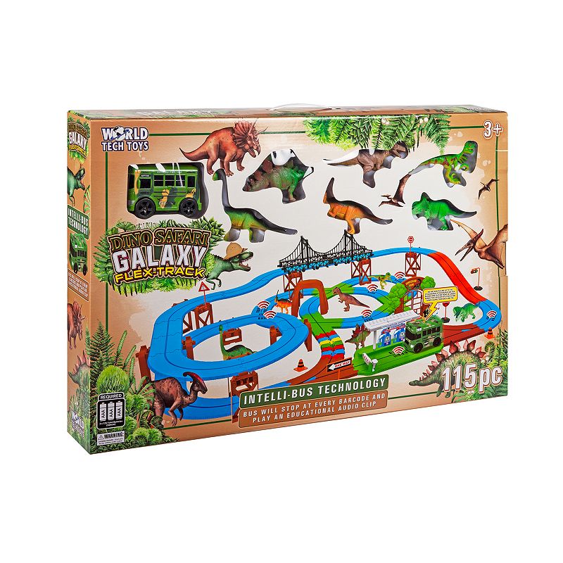 World Tech Toys Dino Safari Galaxy Flex-Track 115 Piece With Intelli-Bus