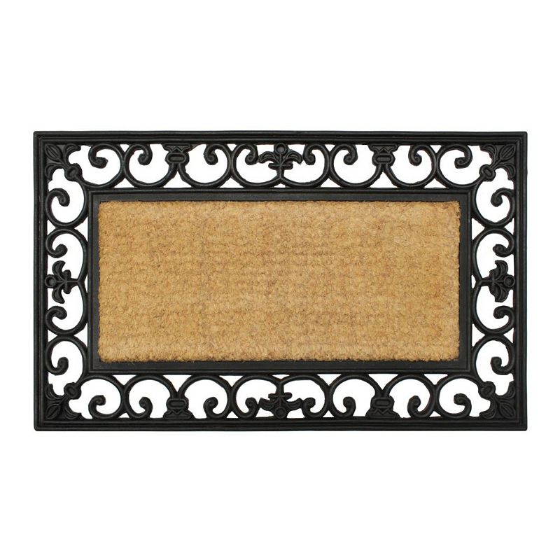 RugSmith Natural Moulded Rubber Coir Irongate Striped Doormat