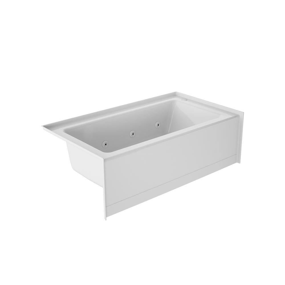 JACUZZI PROJECTA 60 in. x 32 in. Acrylic Left-Hand Drain Low-Profile Rectangular Alcove Whirlpool in White R186032WLR1XXW