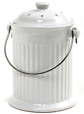 Gallon White Counter Top Ceramic Compost Keeper Includes Odor Preventi Only One