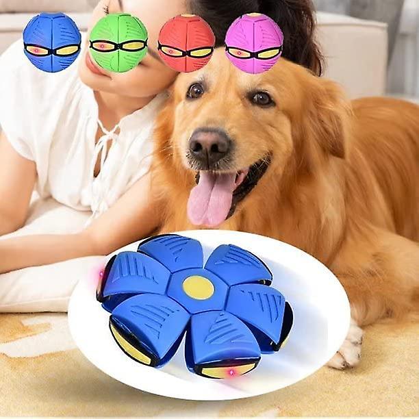 Saucer Ball For Dogs，pet Toys Dog Toys Strange Magic Flying Saucer Ball Magic Decompression Deformation Foot Stomp Light-emitting Venting Stomp Ball F