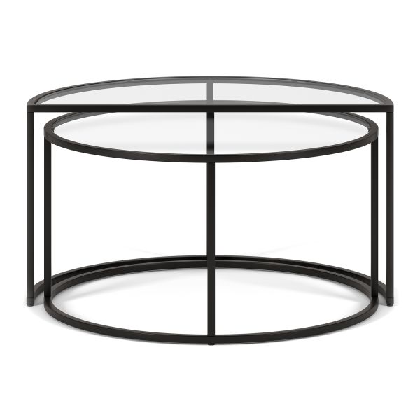 Luna Round and Demilune Nested Coffee Table in Blackened Bronze