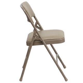 Flash Furniture Beige VinylBeige Frame Metal Folding Chair (4-Pack) CGA-HF-5867-BE-HD