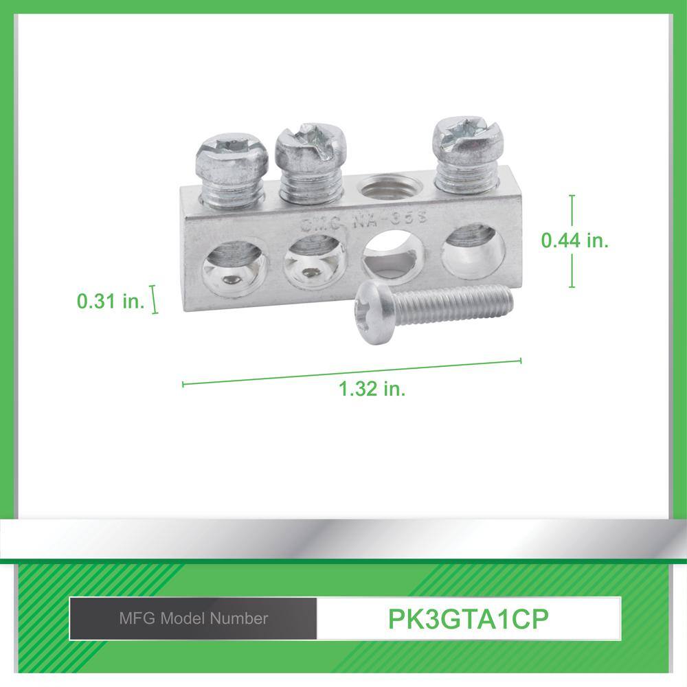 Square D 3 Terminal Ground Bar Kit for QOHomeline Electrical PanelLoad Center PK3GTA1CP